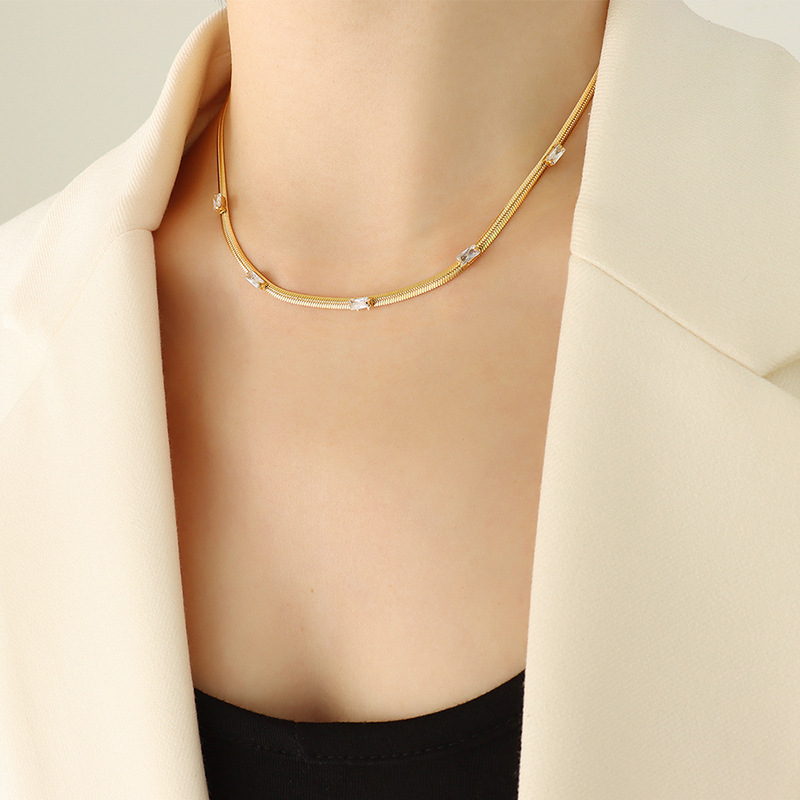 Zircon Gold Necklace-40 5cm