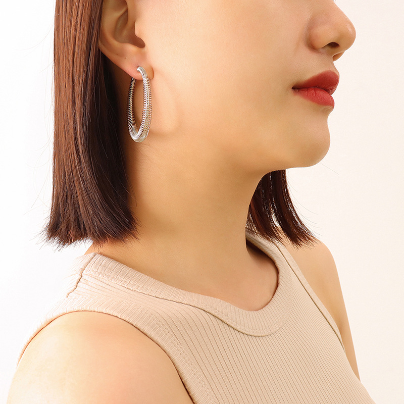 1:F585- Steel Earrings -4.5cm