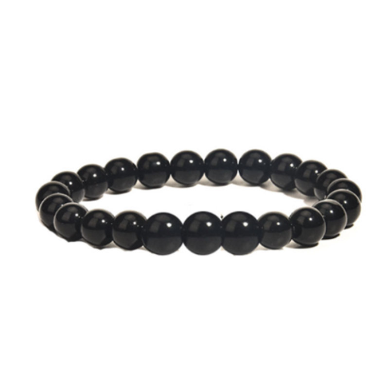 8MM Bright Black Bracelet 19cm