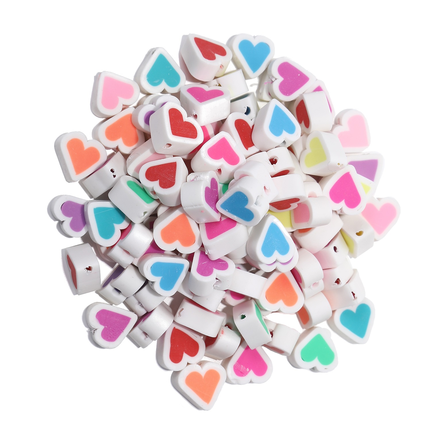 100 white two-color peach hearts K557