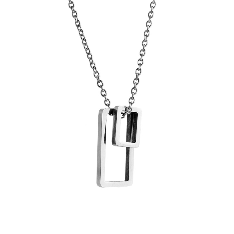 Large and small rectangular pendant necklace (cros