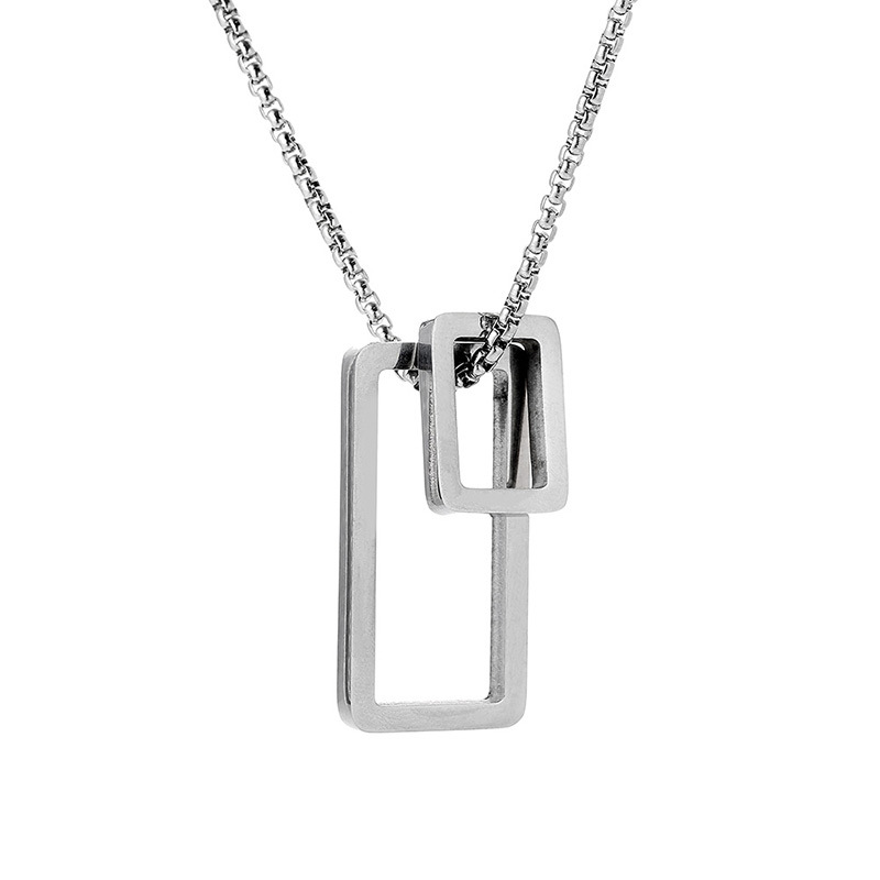 Size rectangular pendant necklace (square pearl)