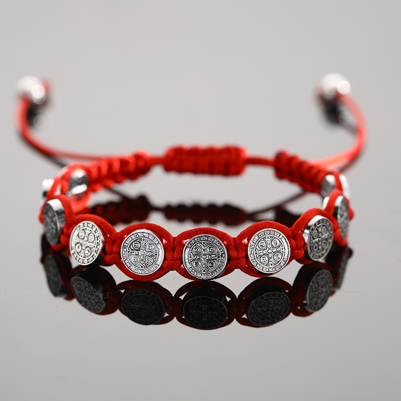 1:Style a red rope silver round alloy