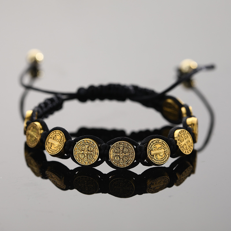 Style four black rope gold round alloy