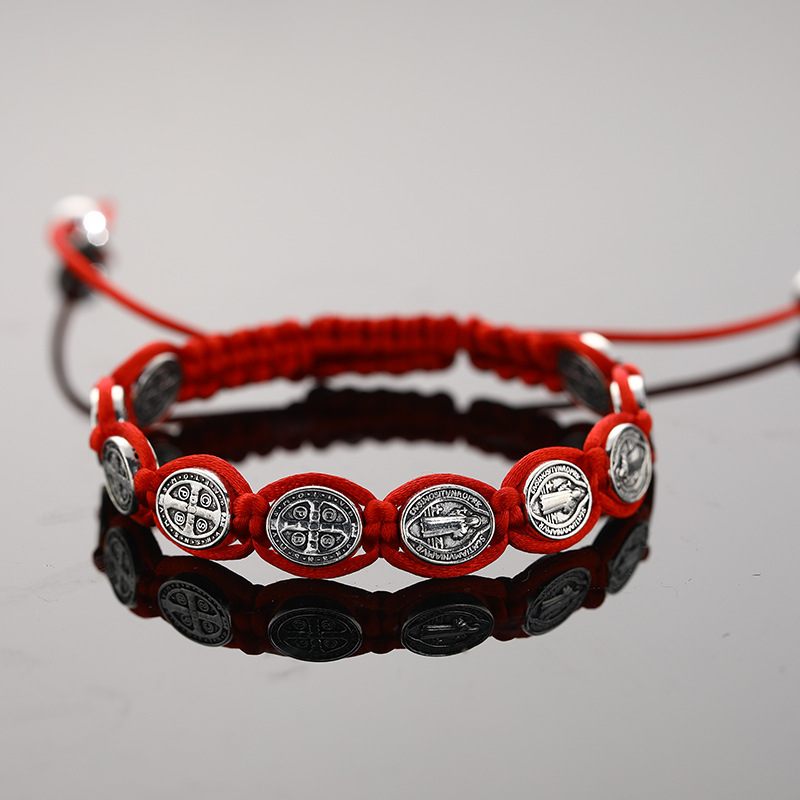 Style five red rope silver oval alloy