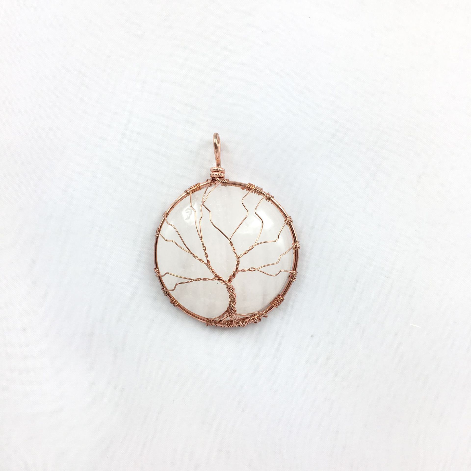 White Crystal Rose Gold Tree of Life