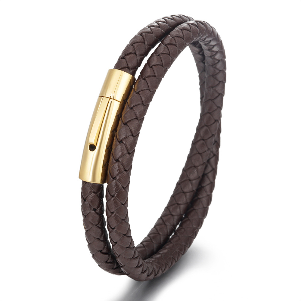 Brown leather gold buckle