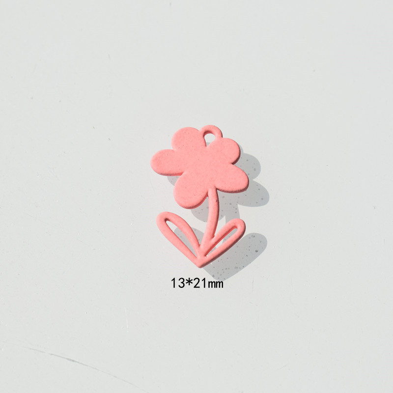 19:Pink floret with leaves 13x21mm