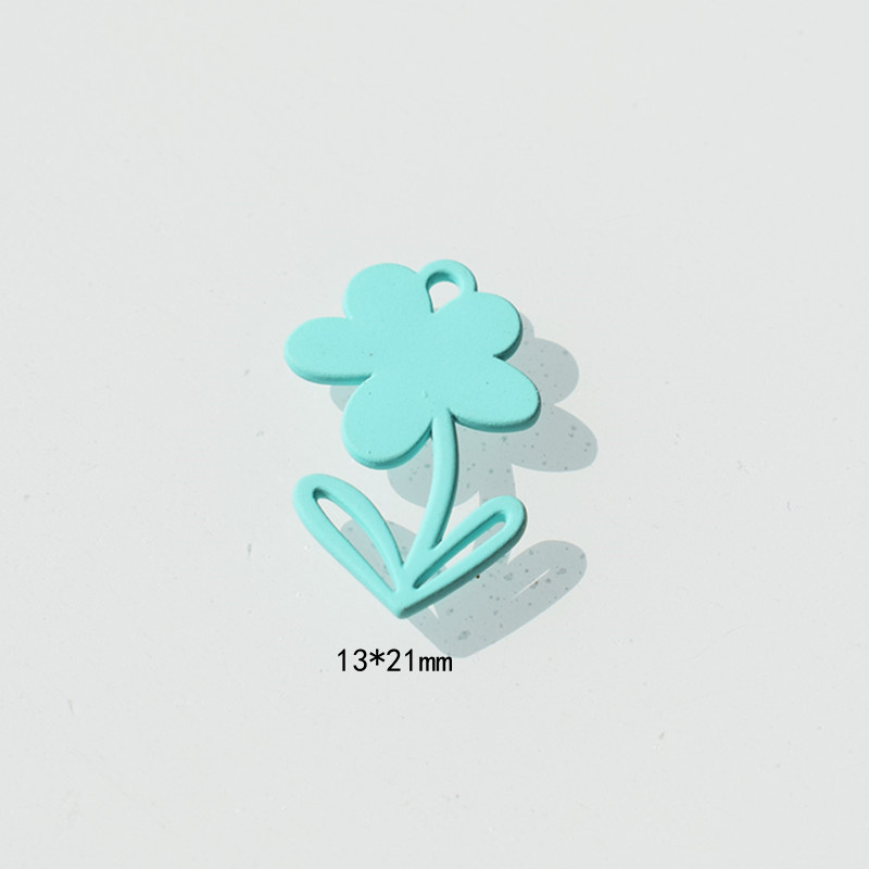 Floret blue with leaves 13x21mm