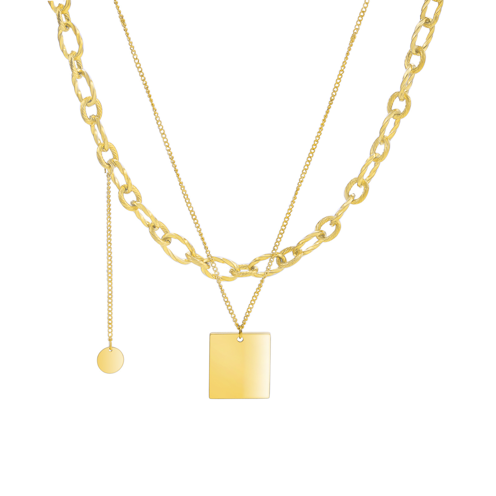 1:Square Double Layer Necklace