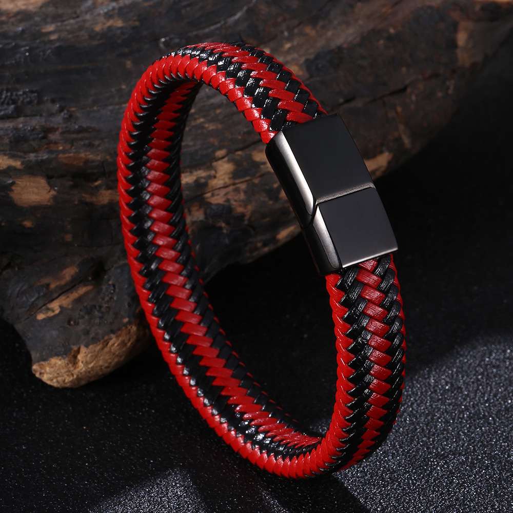 Black and red leather 205mm