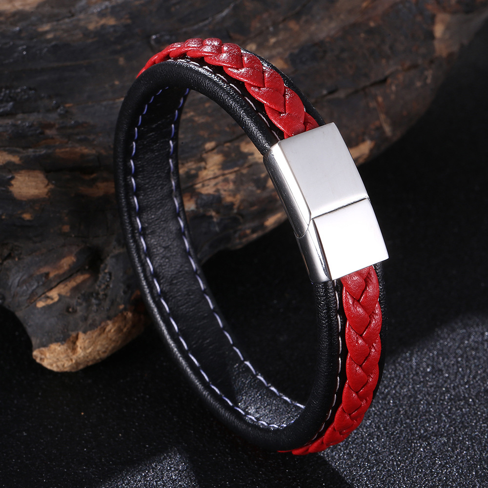 Black and red leather 165mm