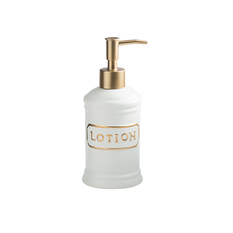 Embossed golden letters - matte white bottle