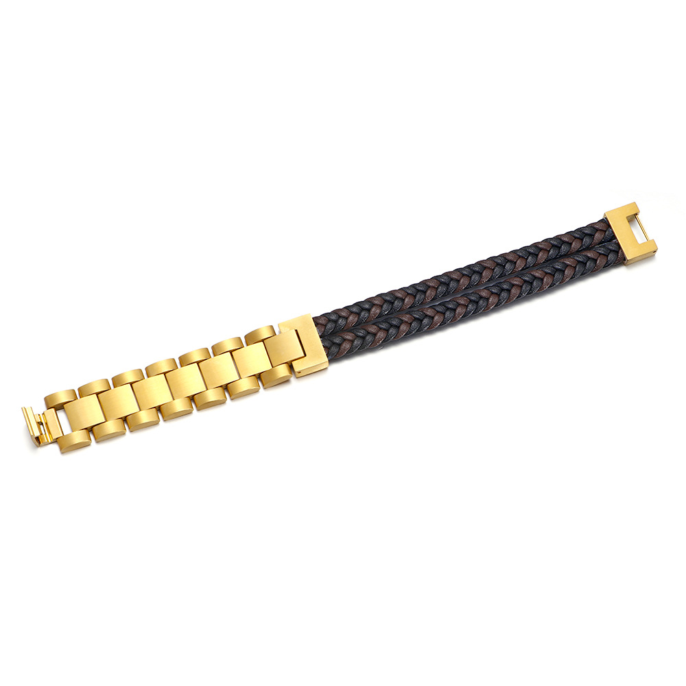 Mixed color leather   gold buckle
