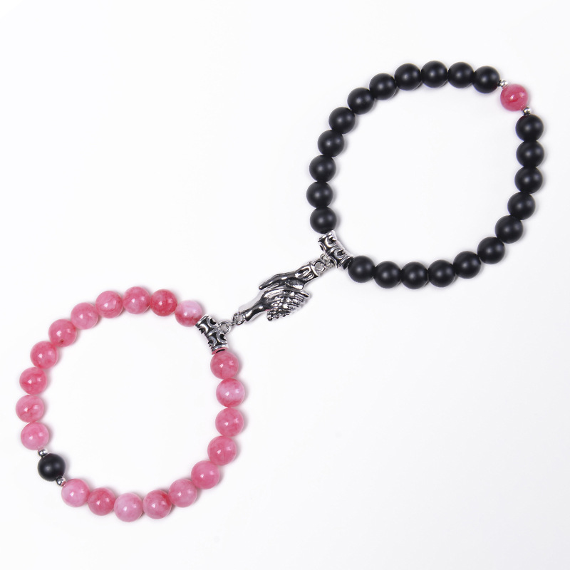 4:Pink Crystal   Frosted Stone Bracelet