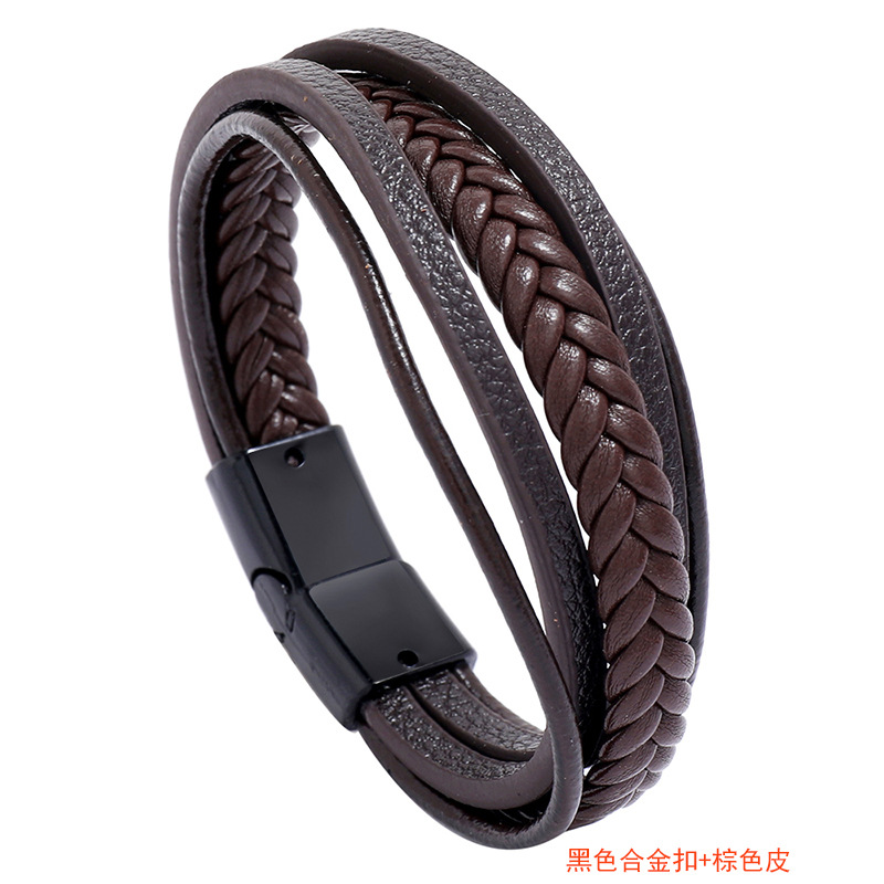 1:Black alloy buckle   brown leather