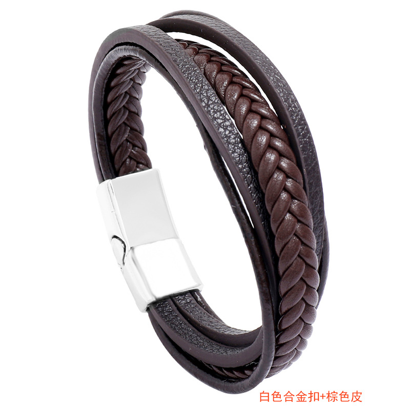3:White alloy buckle   brown leather