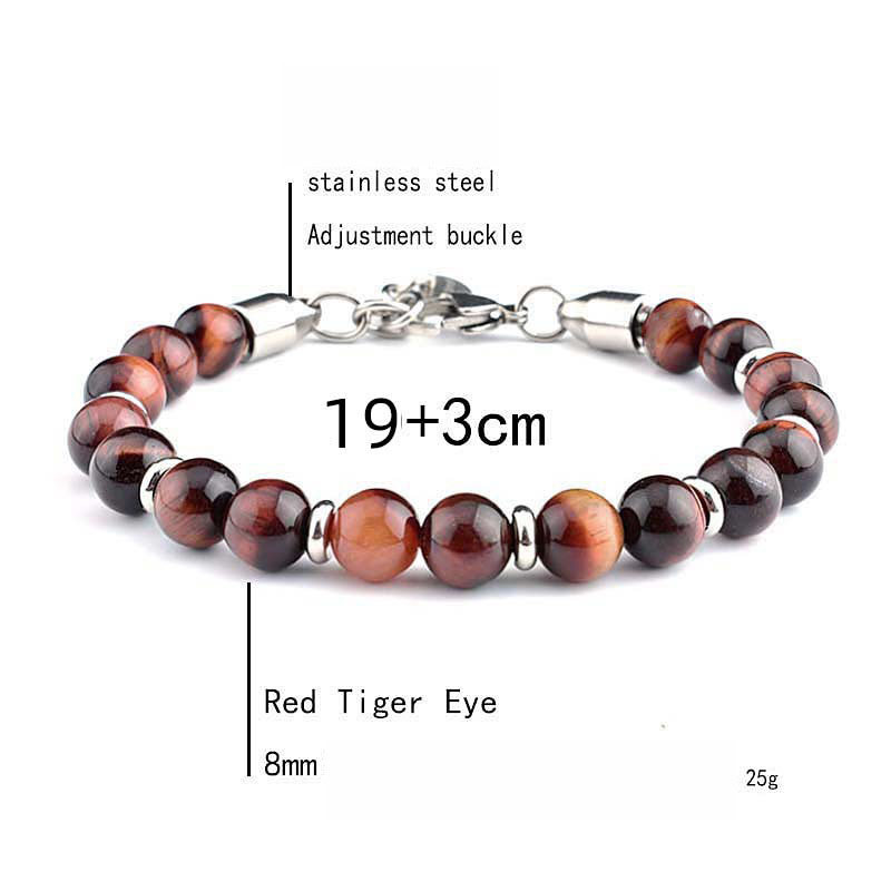 2:Stainless Steel Spacer Red Tiger Eye