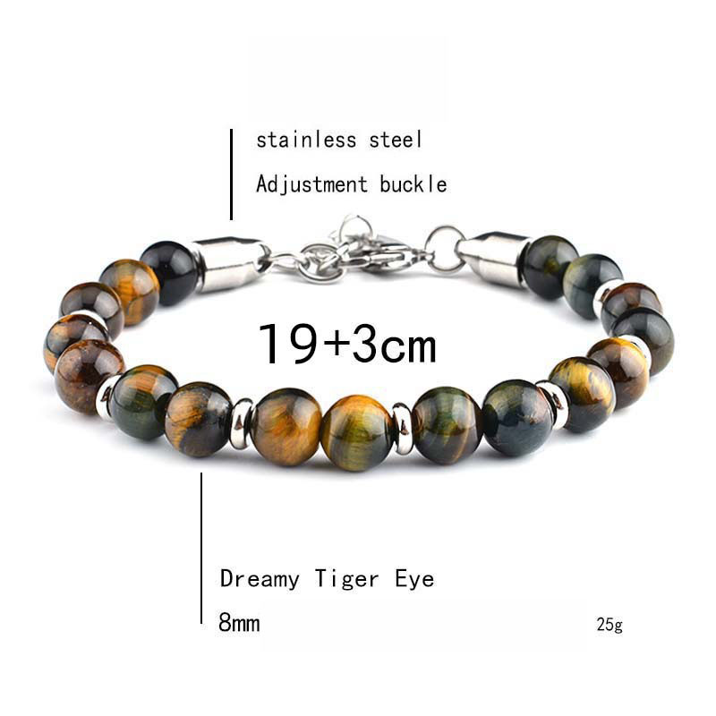 5:Stainless steel spacer yellow and blue tiger eye