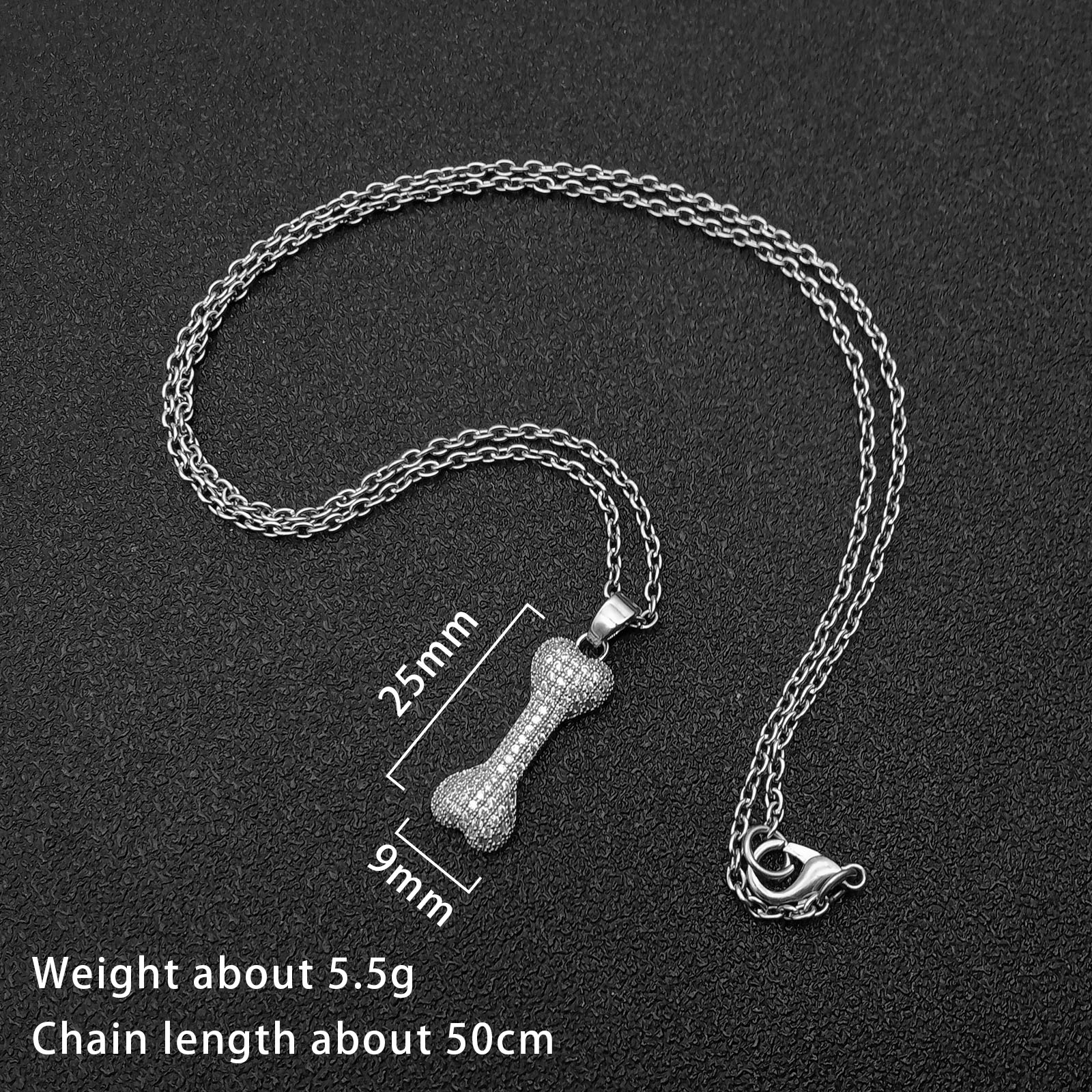 1:Pendant length is about 9mm, height is about 25mm, chain length is about 50cm