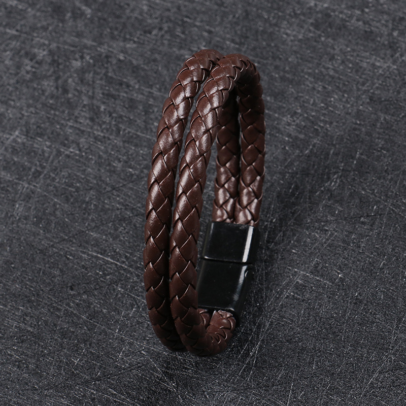 Brown leather black buckle