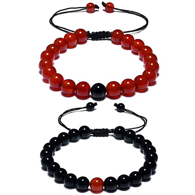 Black agate + red