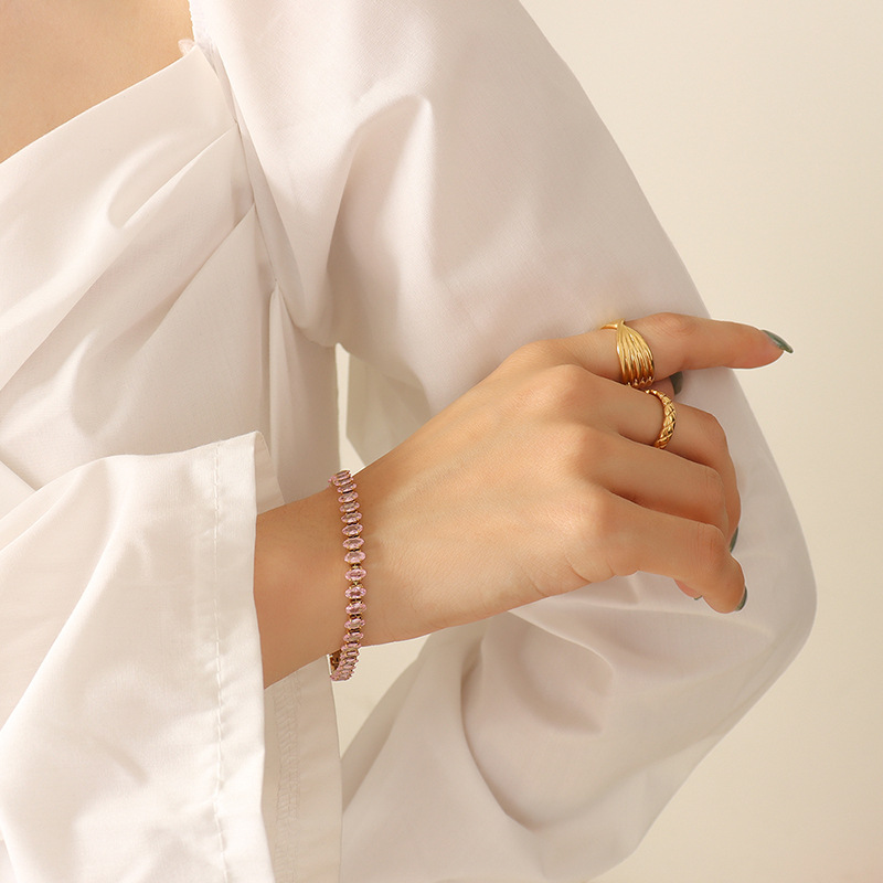 3:pink Zircon bracelet -17cm
