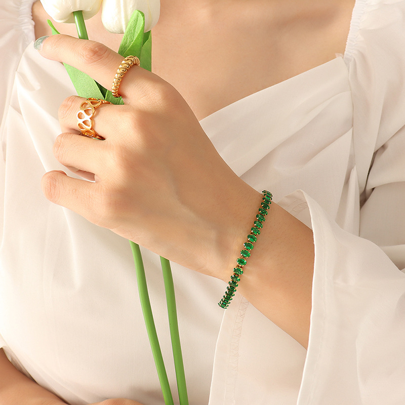 6:Green zircon bracelet -17cm