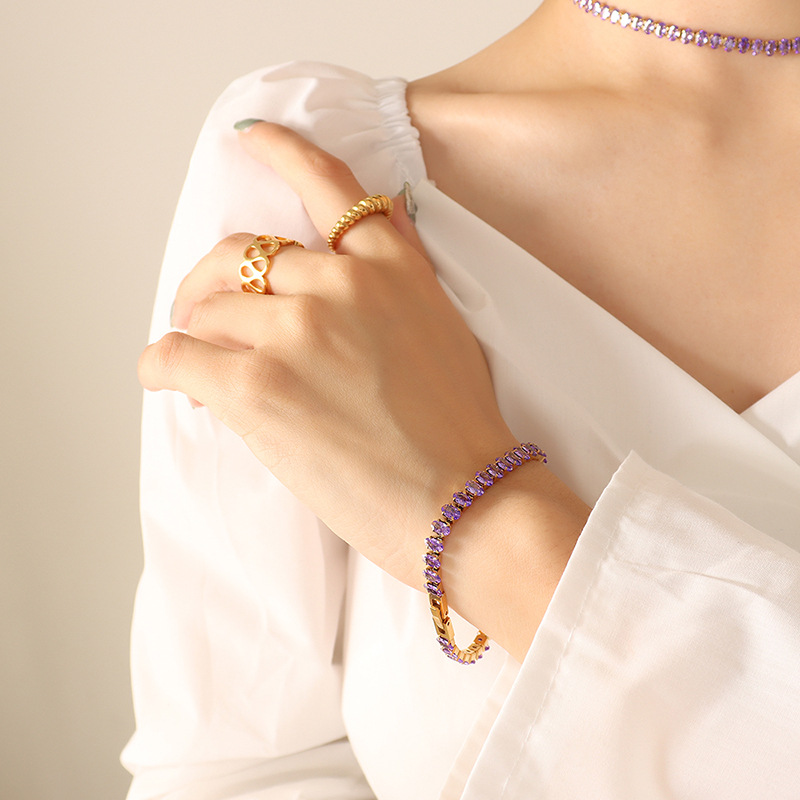 8:Purple zircon bracelet -17cm