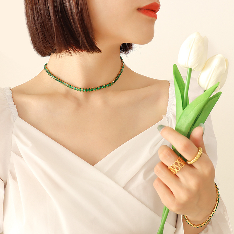 14:Green zircon necklace -37cm