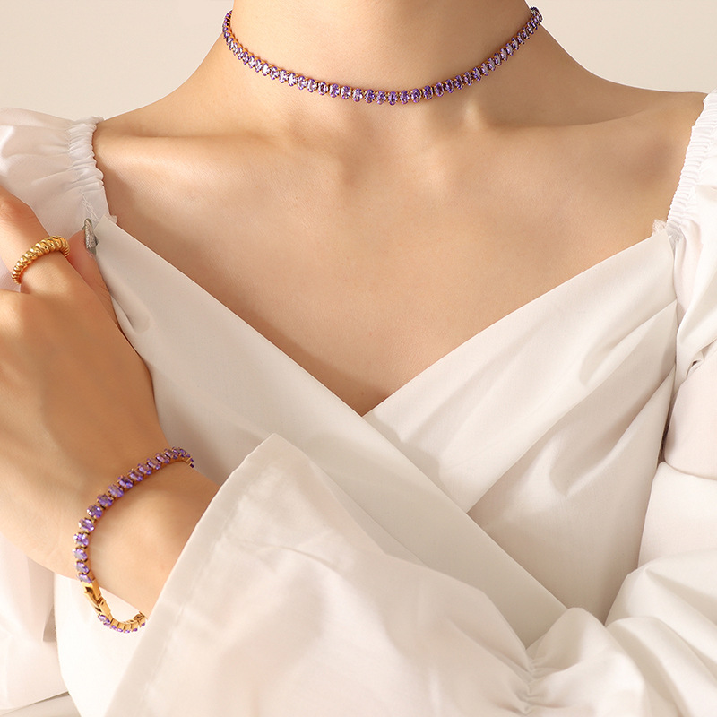 Purple zircon necklace -37cm