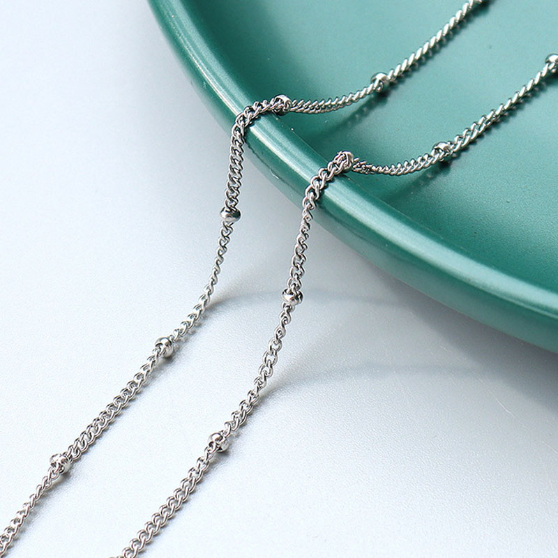 Steel Color Side Bead Chain 1.5mm, 40+5cm