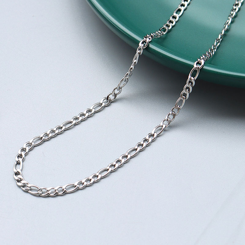 Steel Color Figaro Chain 3mm, 40 and 5cm