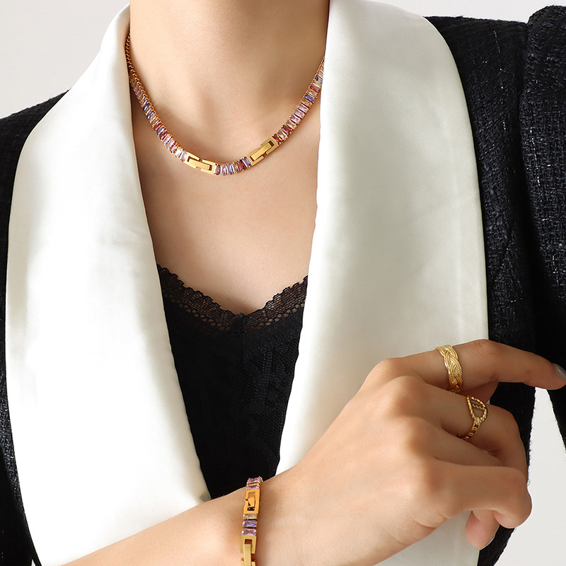 Multi-color zircon necklace extension -39cm