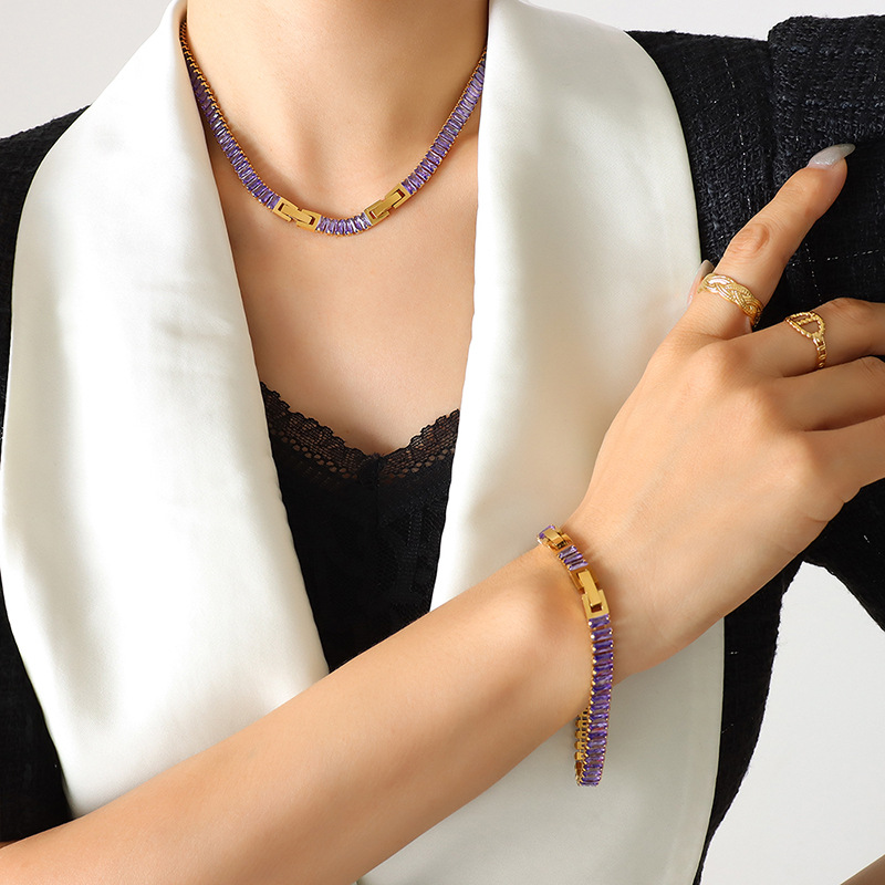 Purple zircon necklace extension -39cm
