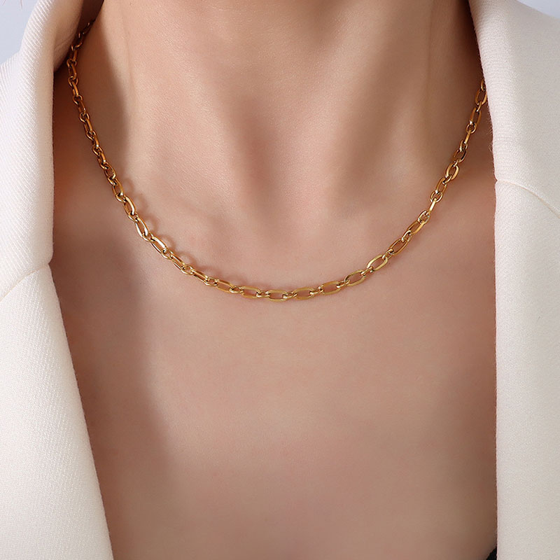 Gold O-shaped square wire chain 3.4mm