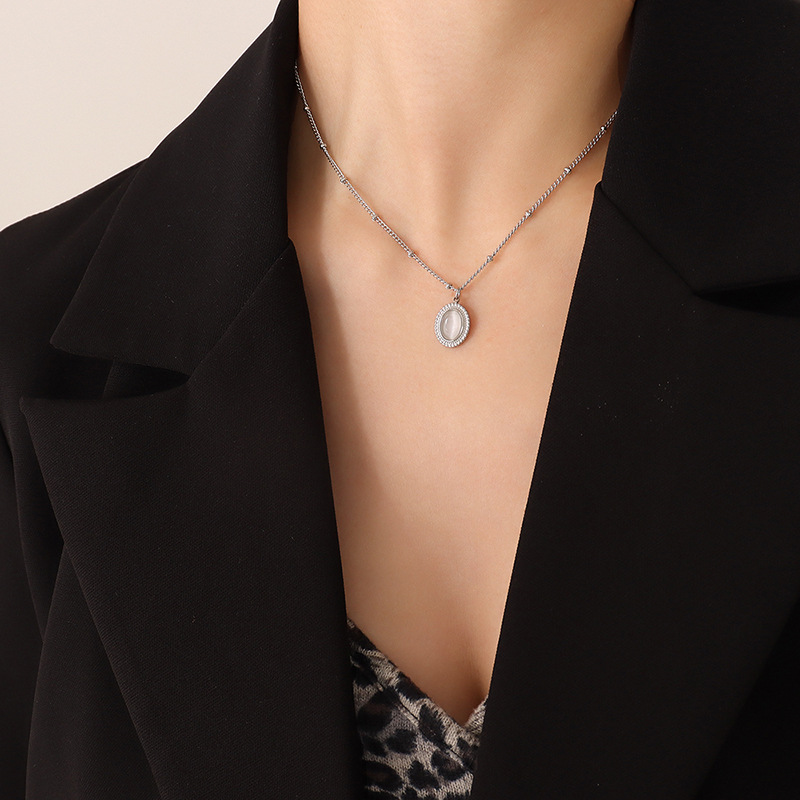 Steel opal necklace