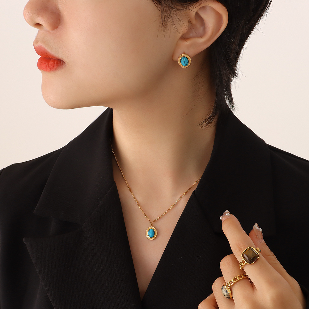 6:Golden blue turquoise earrings
