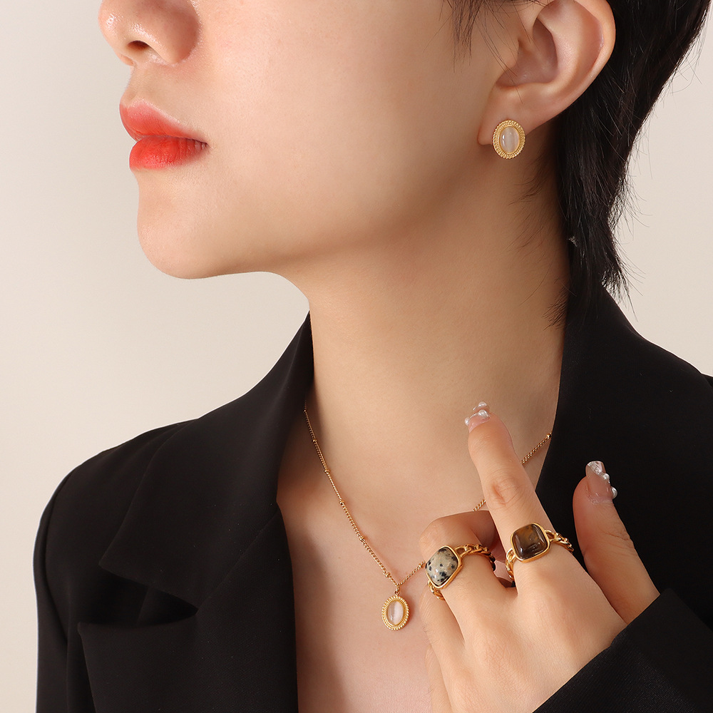 8:Gold Opal Earrings
