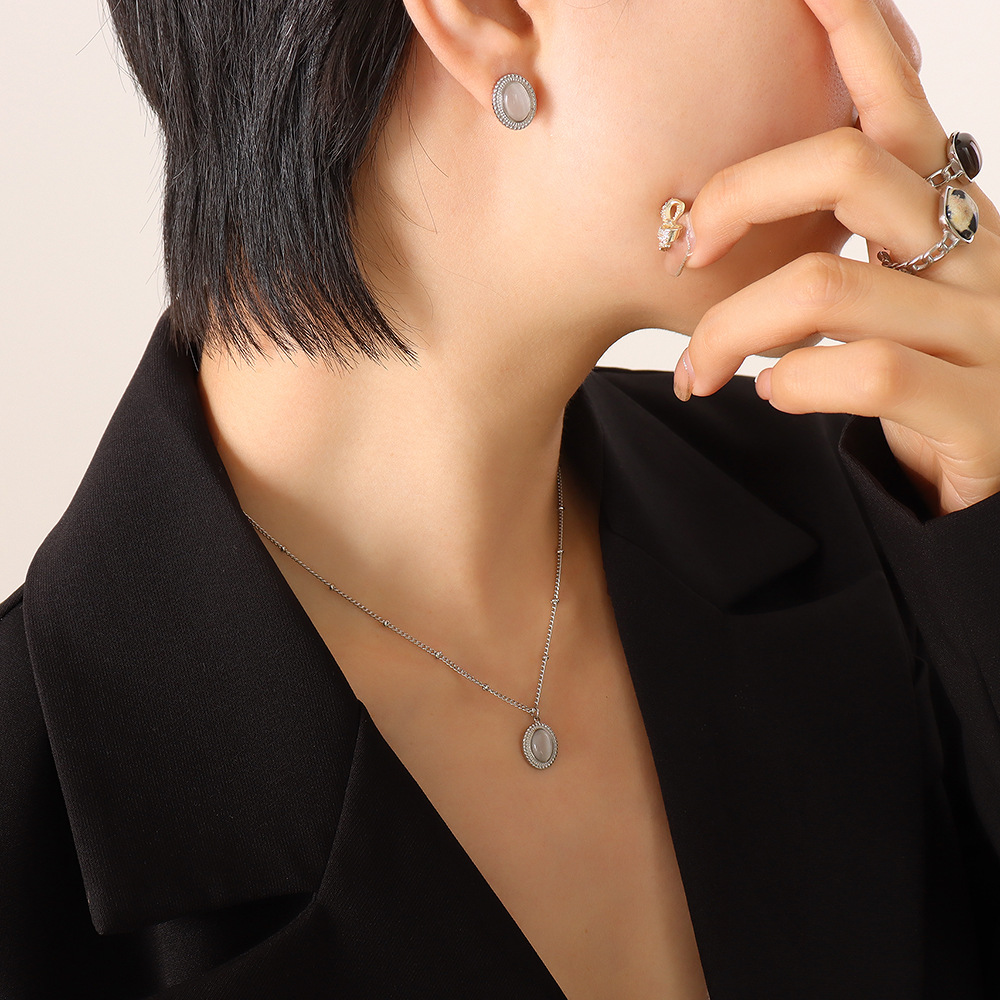 4:Steel Opal Earrings