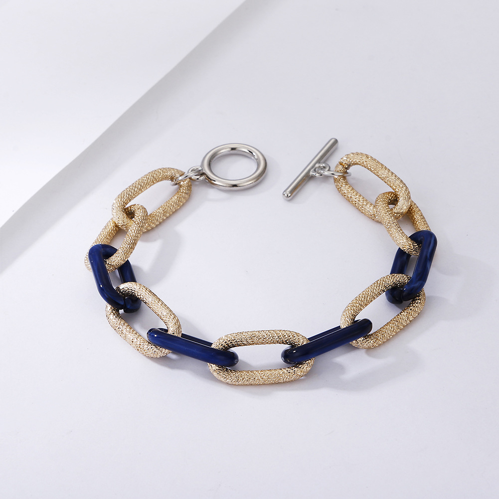 2:Gold Blue Matte Bracelet