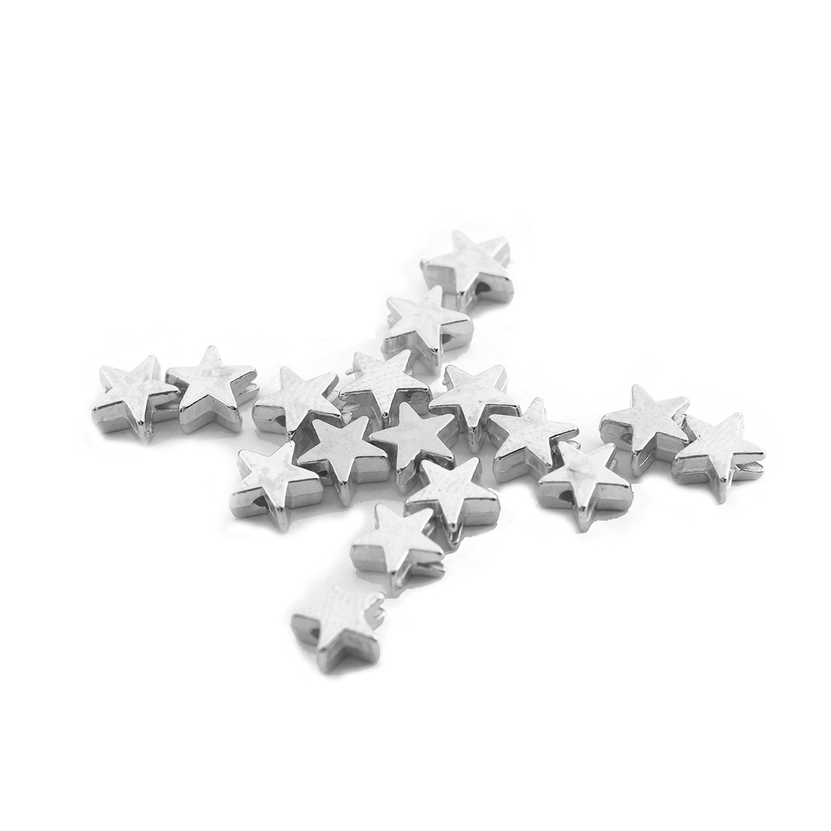 Silver five pointed star 6x6mm, 1mm