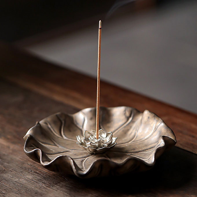 Gold lotus leaf + silver lotus incense stick