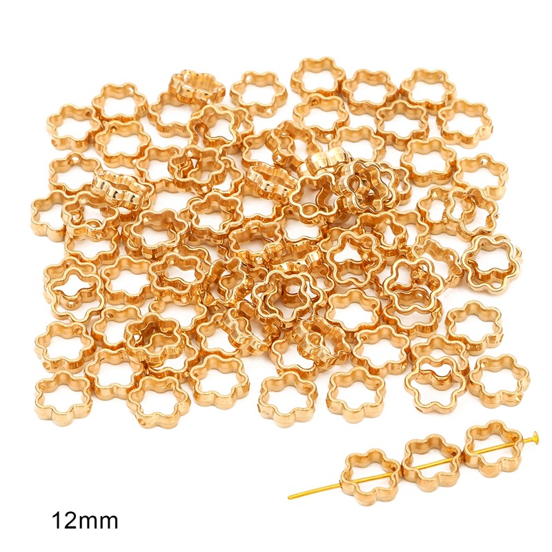 1:Hollow Plum Blossom 12mm Electroplating Gold 50pcs/pack
