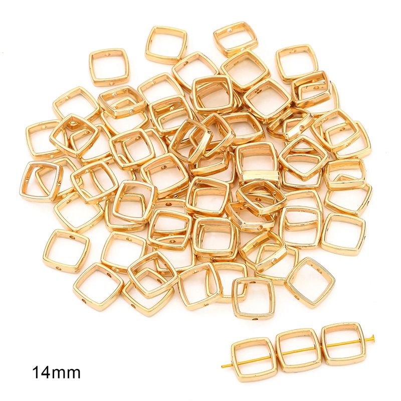 Hollow square 14mm electroplating gold 50 pcs/pack