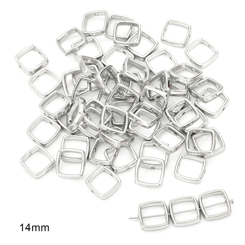 Hollow square 14mm electroplating white K color 50 pcs/pack