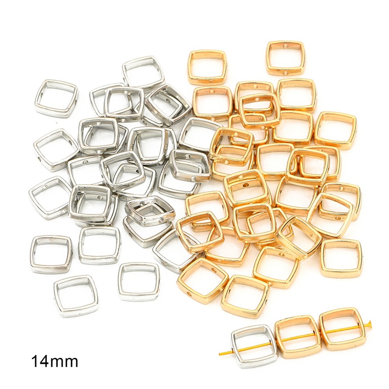 Hollow square 14mm electroplating gold   white K color 25 pcs each, 50 pcs/bag in total