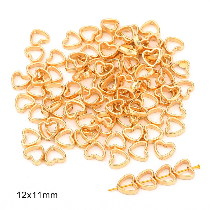 Hollow Heart Shape 12×11mm Electroplating Gold 50pcs/pack