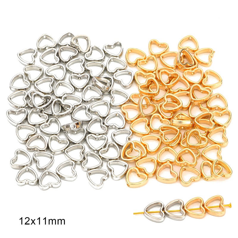 Hollow Heart Shape 12×11mm Electroplating Gold   White K 25pcs each, 50pcs/bag in total