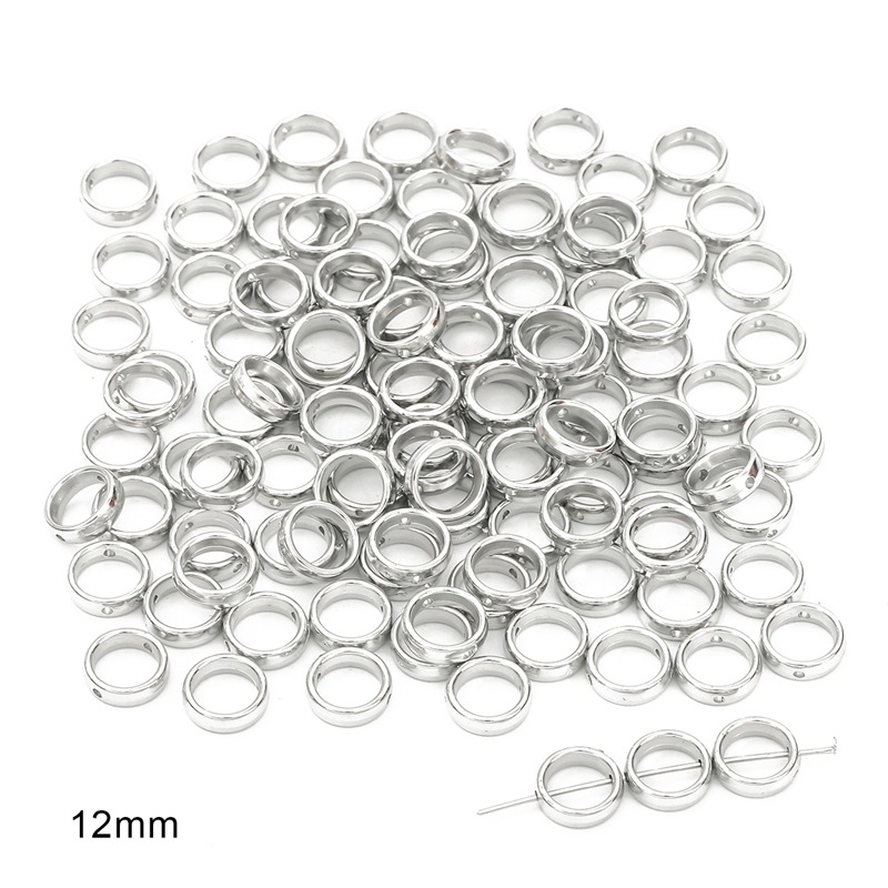 Hollow round 12mm electroplating white K color 50 pcs/pack